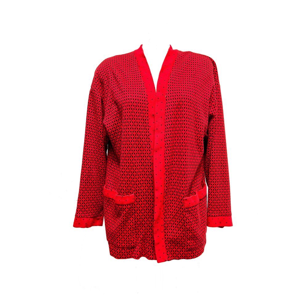 60s/70s Graff California Wear Red & Black Checkered Cardigan